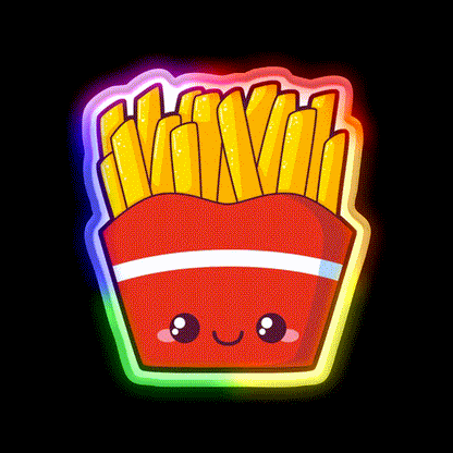 Fries Snack Food Led Neon Sign Rgb Color - LED neon sign close-up detail