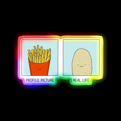 Fries Vs Potato Fast Food Led Neon Sign For Burger Place Rgb Color - LED neon sign close-up detail