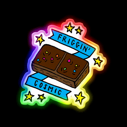 Friggin Cosmic Brownie Snack Food Led Neon Sign Rgb Color - LED neon sign close-up detail