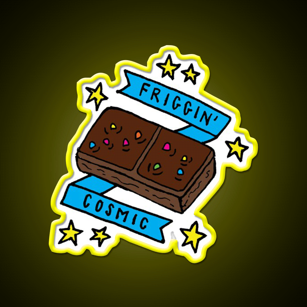Friggin Cosmic Brownie Snack Food Led Neon Sign Rgb Color - Custom LED neon sign front view