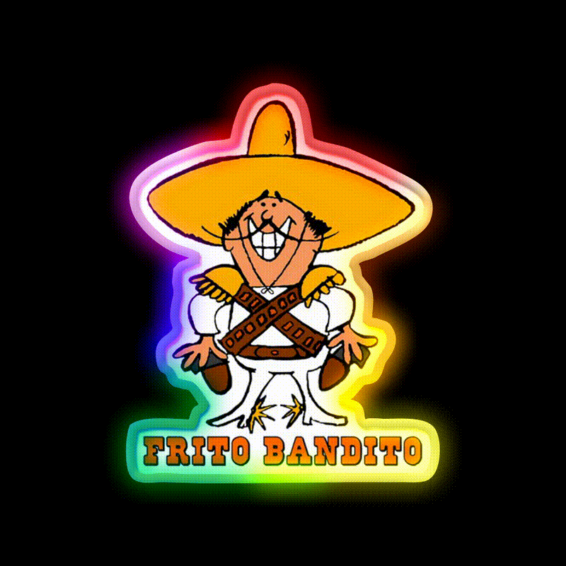 Frito Bandito Snack Food Led Neon Sign Rgb Color - LED neon sign close-up detail