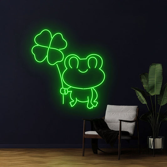 Frog 4 Leaf Clover Neon Light