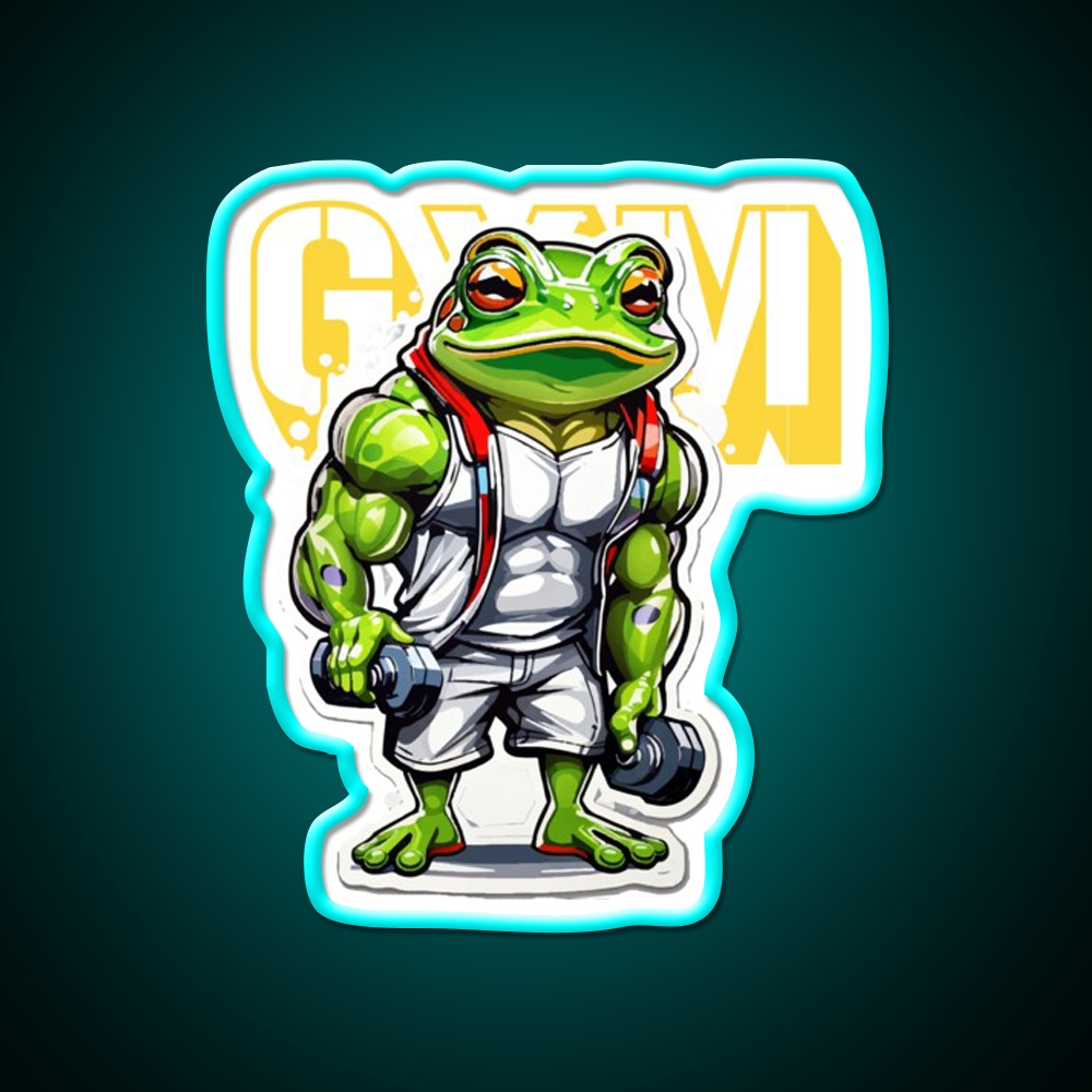 Frog Bodybuilder Weightlifting Fitness Gym Fitness Led Neon Sign Rgb Color