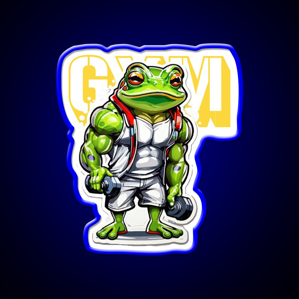 Frog Bodybuilder Weightlifting Fitness Gym Fitness Led Neon Sign Rgb Color