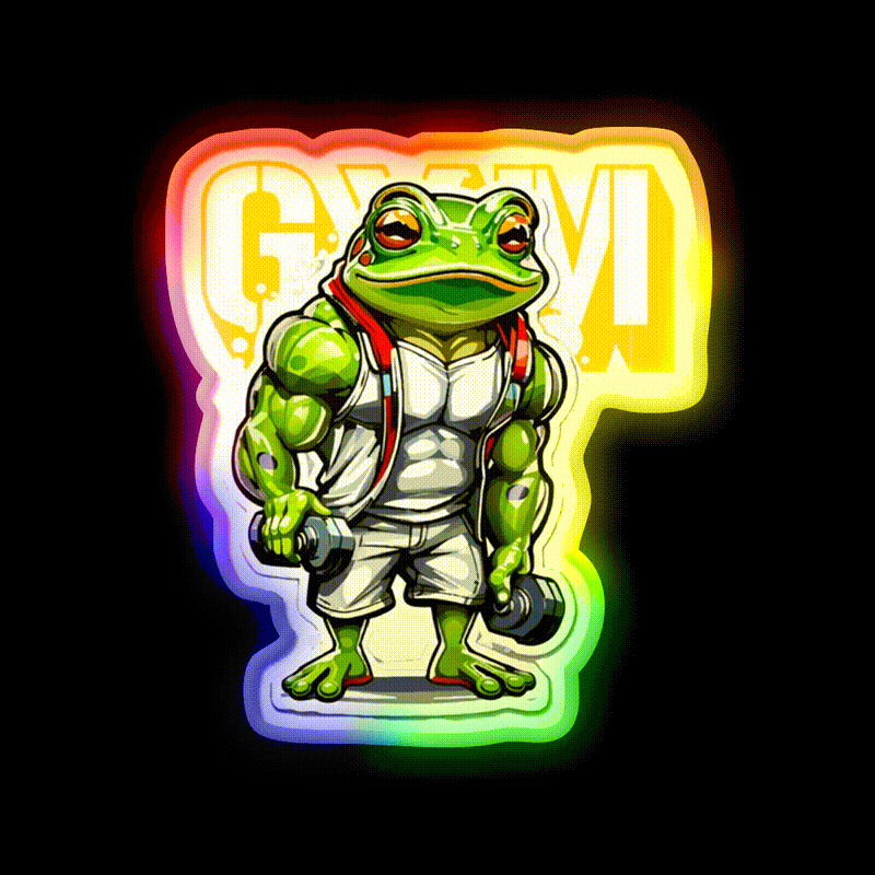 Frog Bodybuilder Weightlifting Fitness Gym Fitness Led Neon Sign Rgb Color