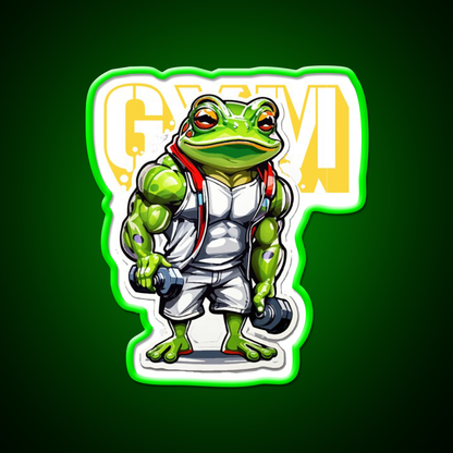 Frog Bodybuilder Weightlifting Fitness Gym Fitness Led Neon Sign Rgb Color