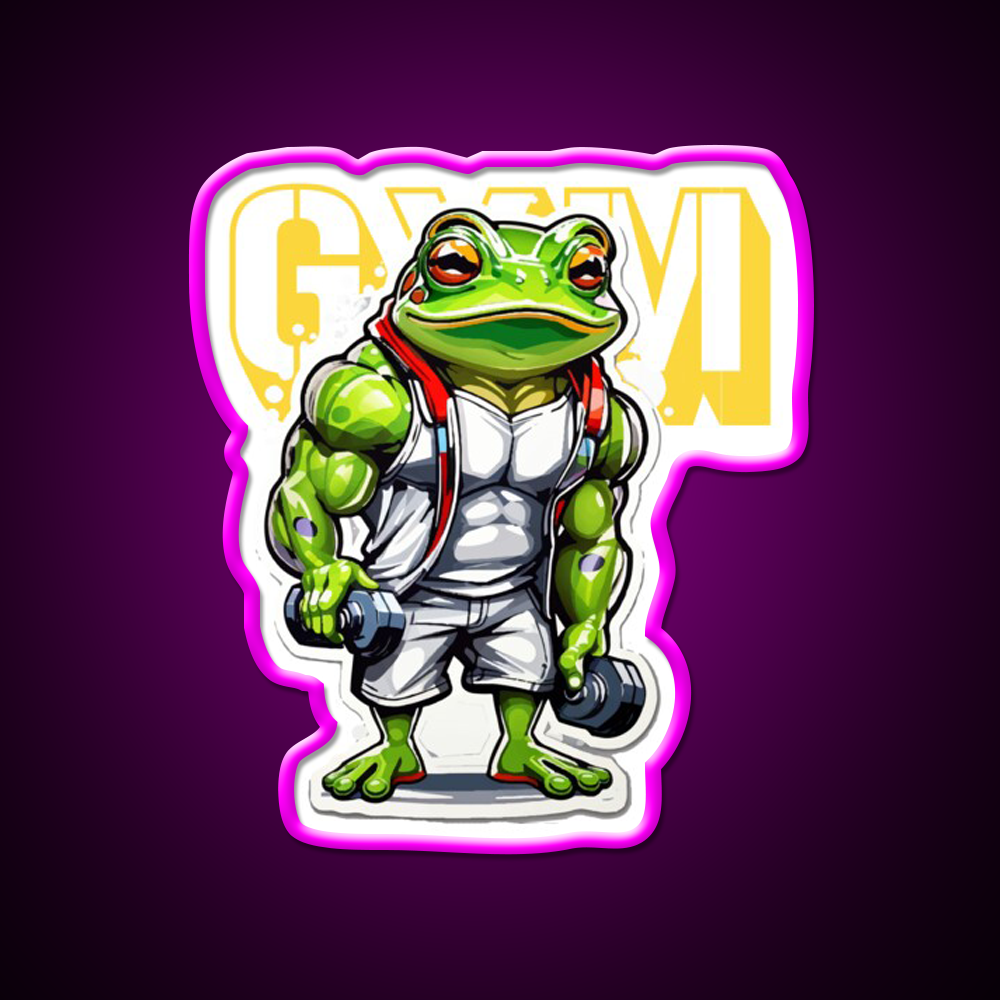 Frog Bodybuilder Weightlifting Fitness Gym Fitness Led Neon Sign Rgb Color