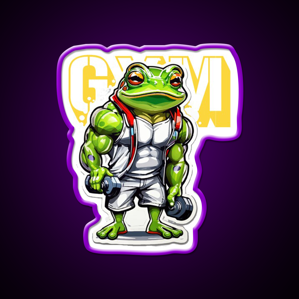 Frog Bodybuilder Weightlifting Fitness Gym Fitness Led Neon Sign Rgb Color