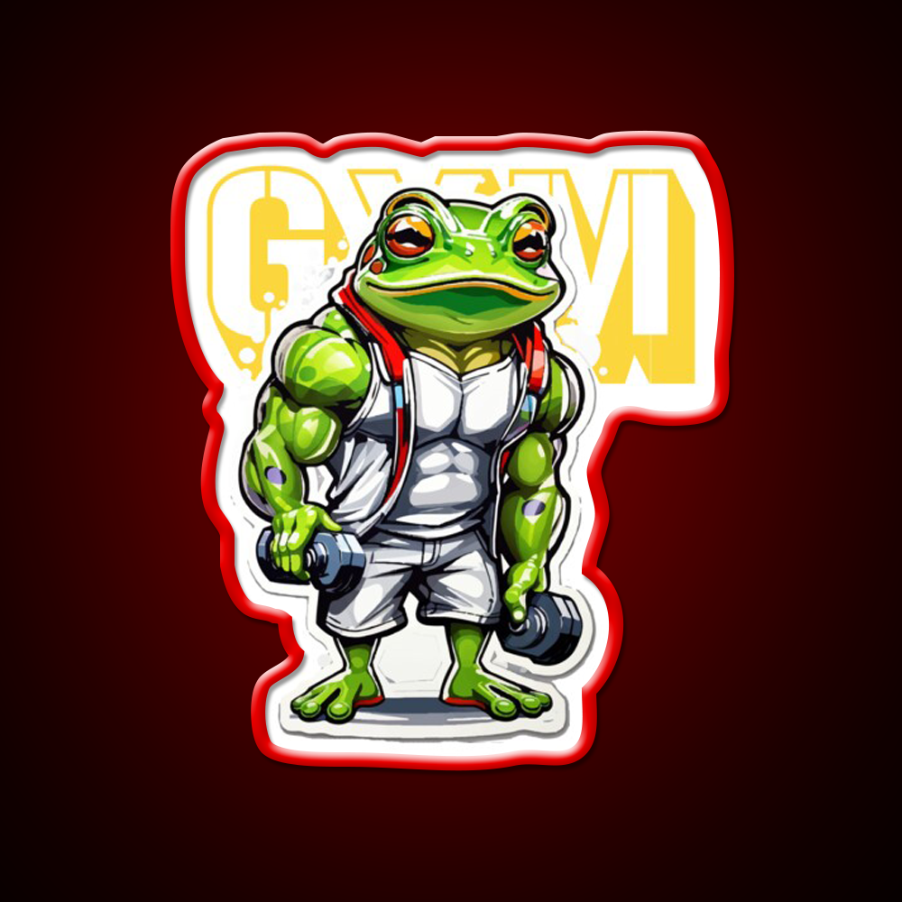 Frog Bodybuilder Weightlifting Fitness Gym Fitness Led Neon Sign Rgb Color