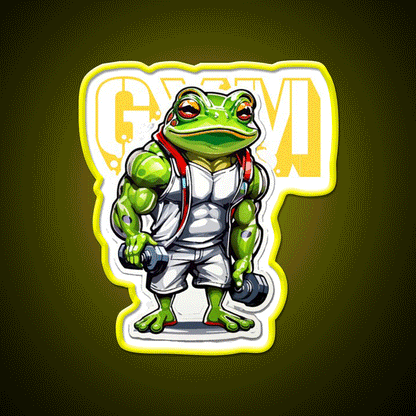 Frog Bodybuilder Weightlifting Fitness Gym Fitness Led Neon Sign Rgb Color