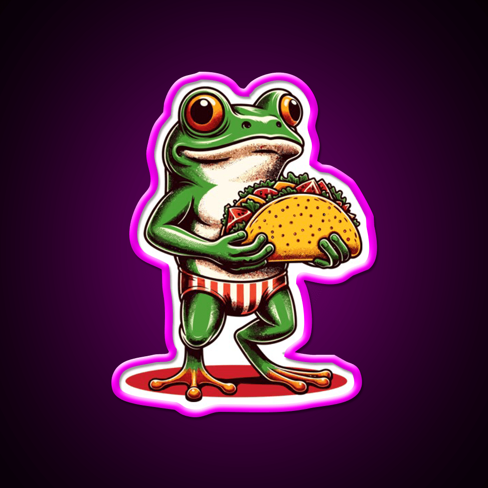 Frog Carrying A Taco Led Neon Sign Mexican Food Sign Rgb Color - Shineneon