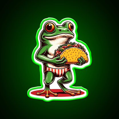 Frog Carrying A Taco Led Neon Sign Mexican Food Sign Rgb Color - Shineneon