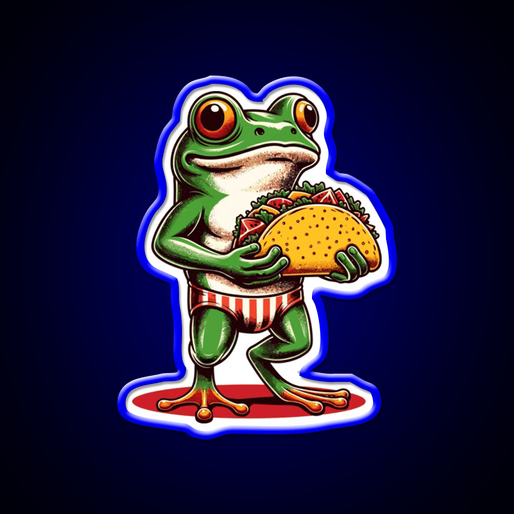 Frog Carrying A Taco Led Neon Sign Mexican Food Sign Rgb Color - Shineneon