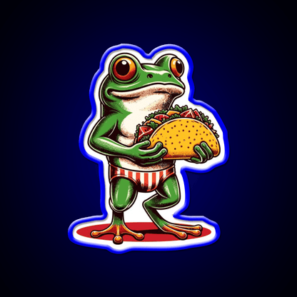 Frog Carrying A Taco Led Neon Sign Mexican Food Sign Rgb Color - Shineneon