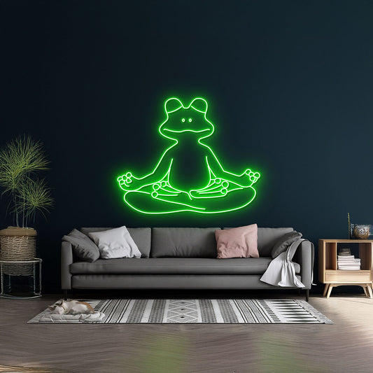 Frog Doing Yoga Pose Neon Sign