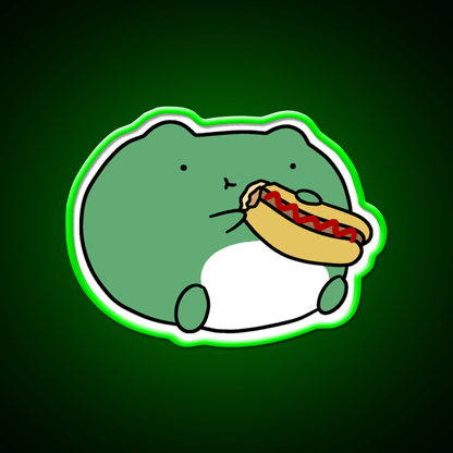 Frog Eating Hotdog Fast Food Led Neon Sign For Burger Place Rgb Color - Shineneon