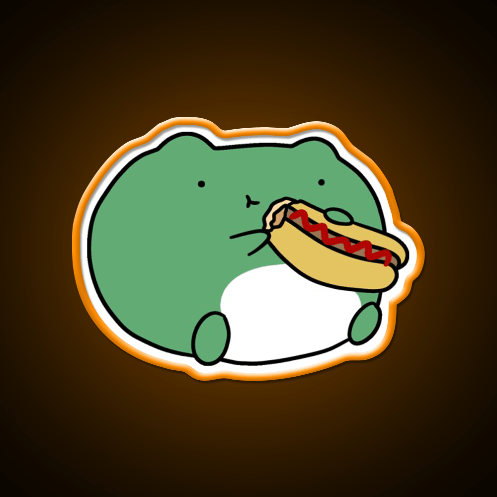 Frog Eating Hotdog Fast Food Led Neon Sign For Burger Place Rgb Color - Shineneon