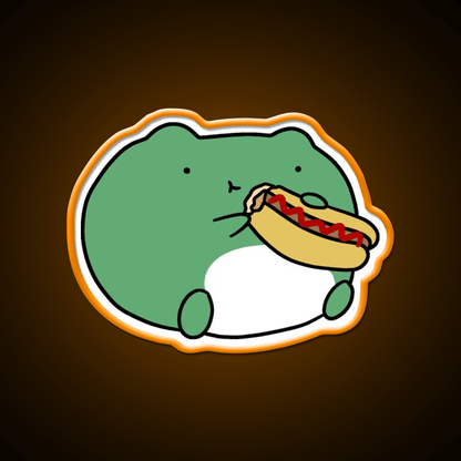 Frog Eating Hotdog Fast Food Led Neon Sign For Burger Place Rgb Color - Shineneon