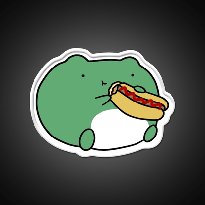 Frog Eating Hotdog Fast Food Led Neon Sign For Burger Place Rgb Color - Shineneon