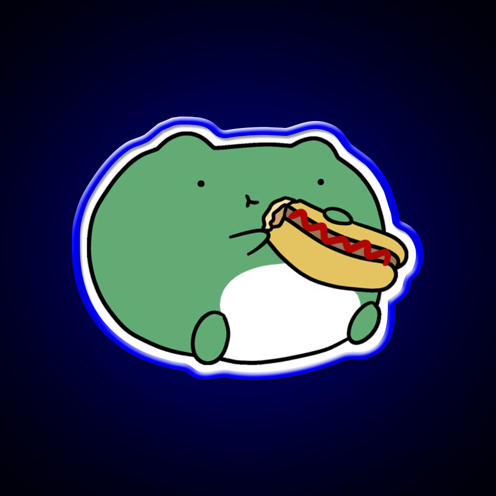 Frog Eating Hotdog Fast Food Led Neon Sign For Burger Place Rgb Color - Shineneon