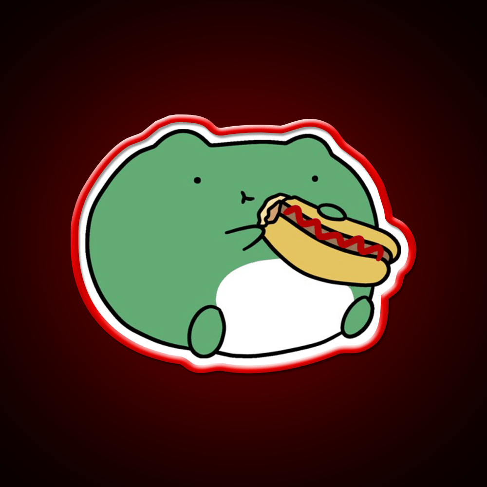 Frog Eating Hotdog Fast Food Led Neon Sign For Burger Place Rgb Color - Shineneon