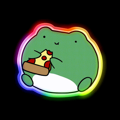 Frog Eating Pizza Fast Food Led Neon Sign For Burger Place Rgb Color - LED neon sign close-up detail