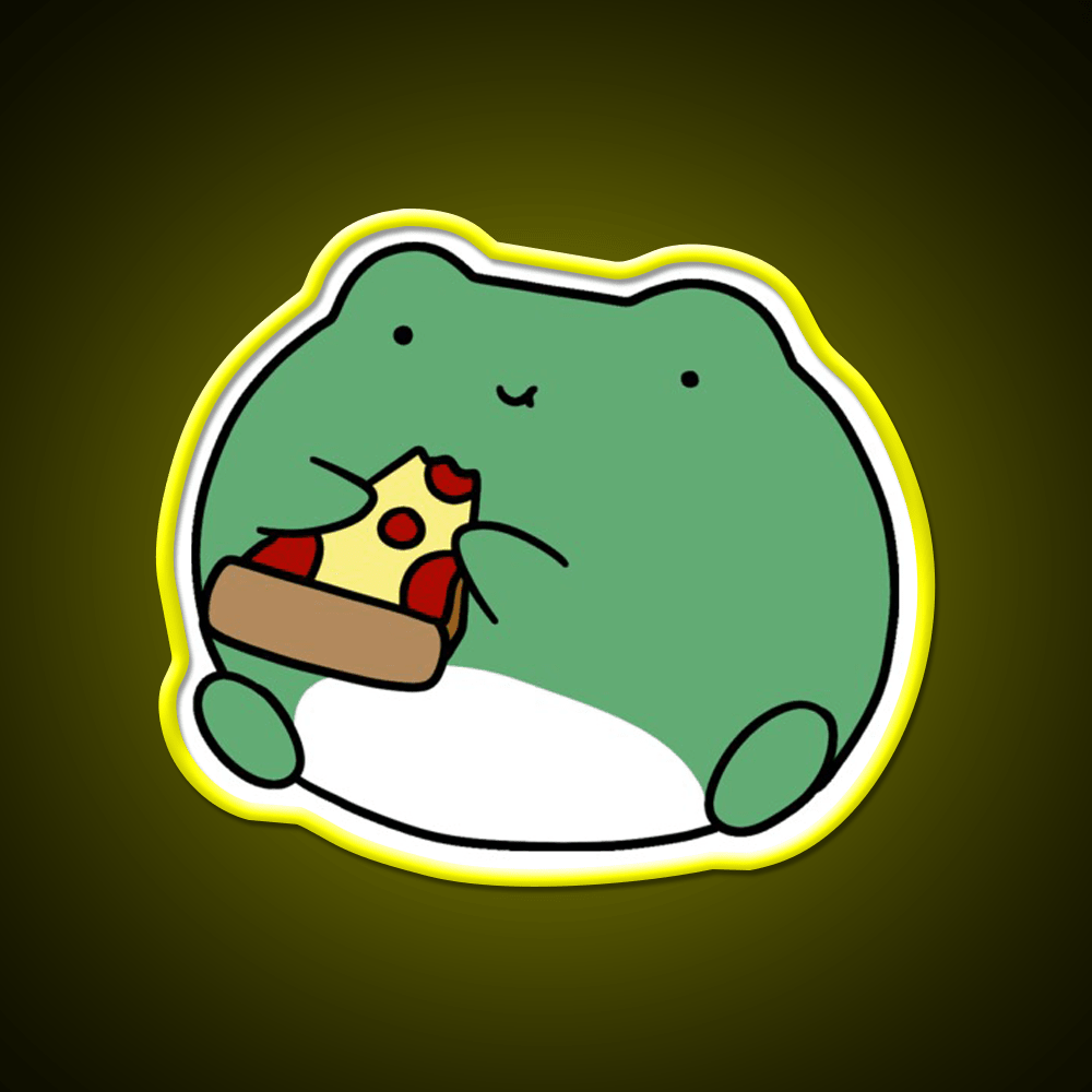 Frog Eating Pizza Fast Food Led Neon Sign For Burger Place Rgb Color - Shineneon