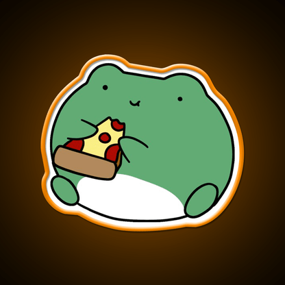 Frog Eating Pizza Fast Food Led Neon Sign For Burger Place Rgb Color - Shineneon