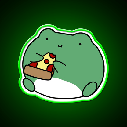Frog Eating Pizza Fast Food Led Neon Sign For Burger Place Rgb Color - Shineneon