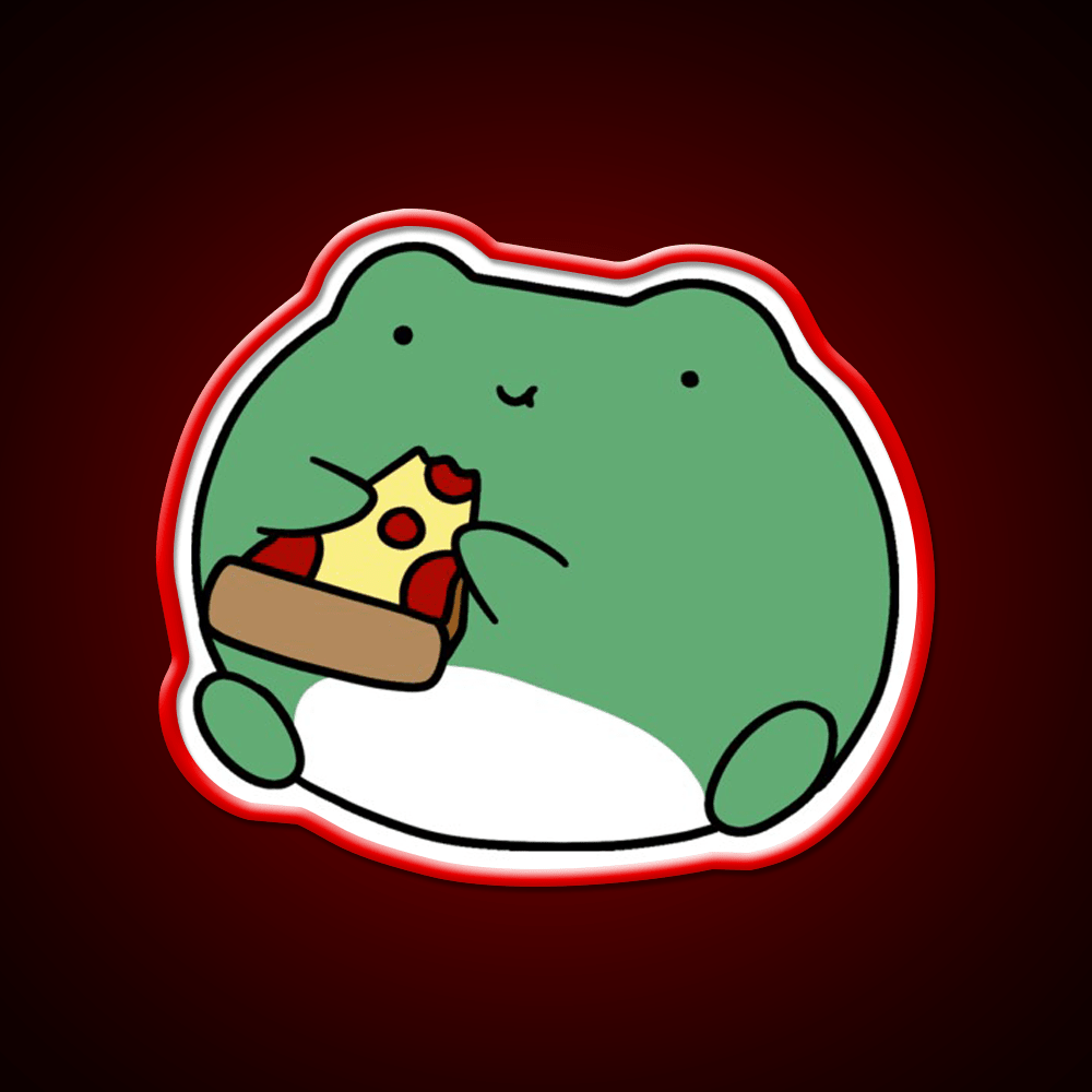 Frog Eating Pizza Fast Food Led Neon Sign For Burger Place Rgb Color - Shineneon