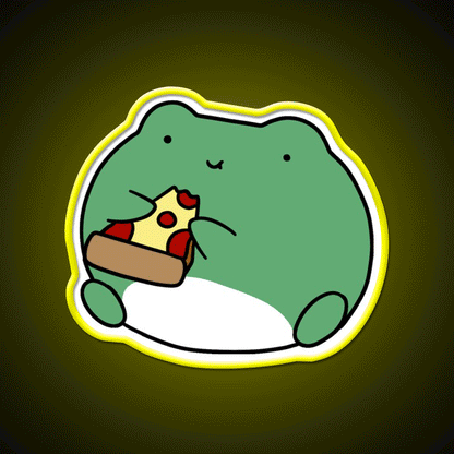 Frog Eating Pizza Fast Food Led Neon Sign For Burger Place Rgb Color - Custom LED neon sign front view