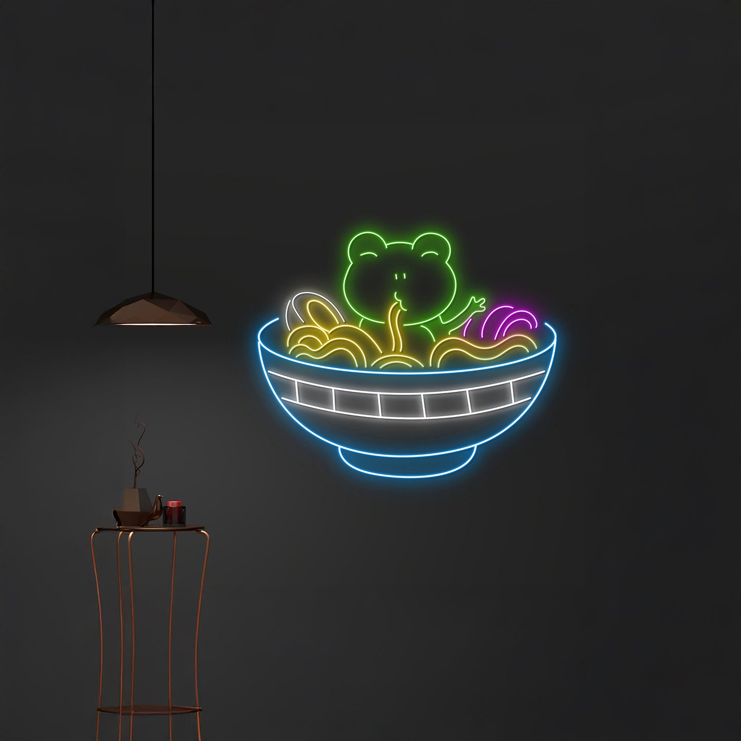 Frog Eating Ramen Led Neon Sign