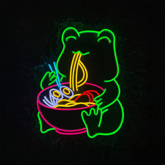 Frog Eating Ramen Neon Sign