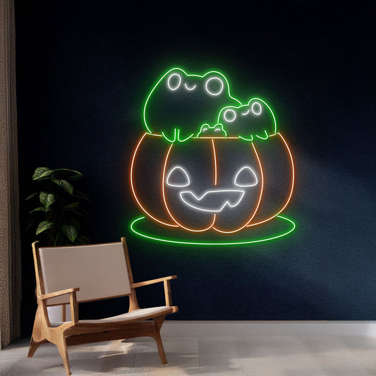 Frog Pumpkin Neon Sign