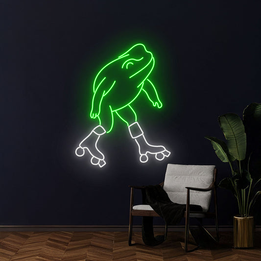 Frog Roller Skating Neon Sign