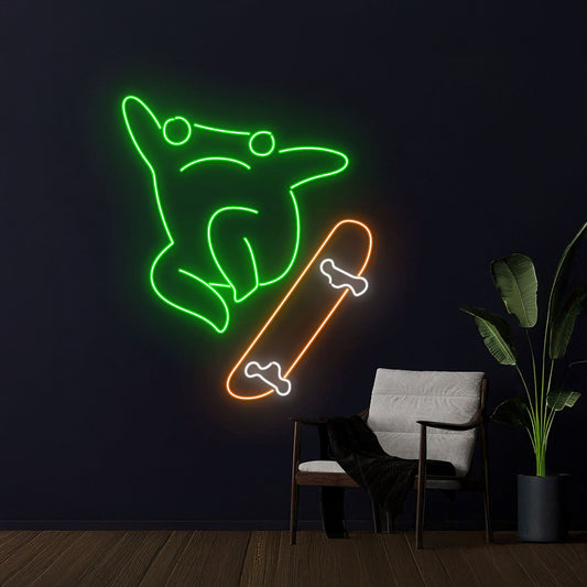 Frog Skateboarding Led Neon Sign