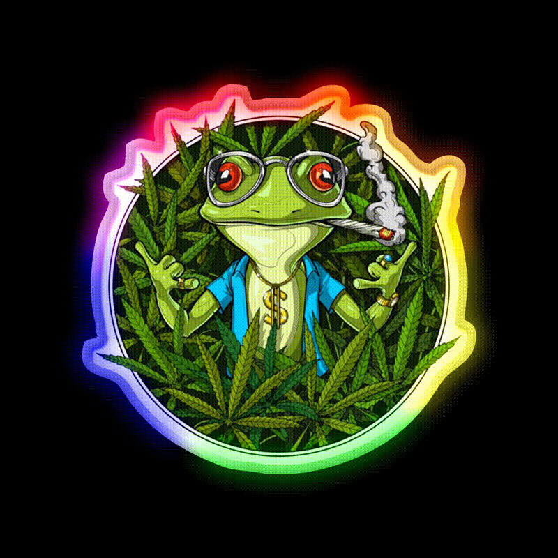 Frog Weed Hemp Inspired Green Leaf Led Neon Sign Rgb Color - LED neon sign close-up detail