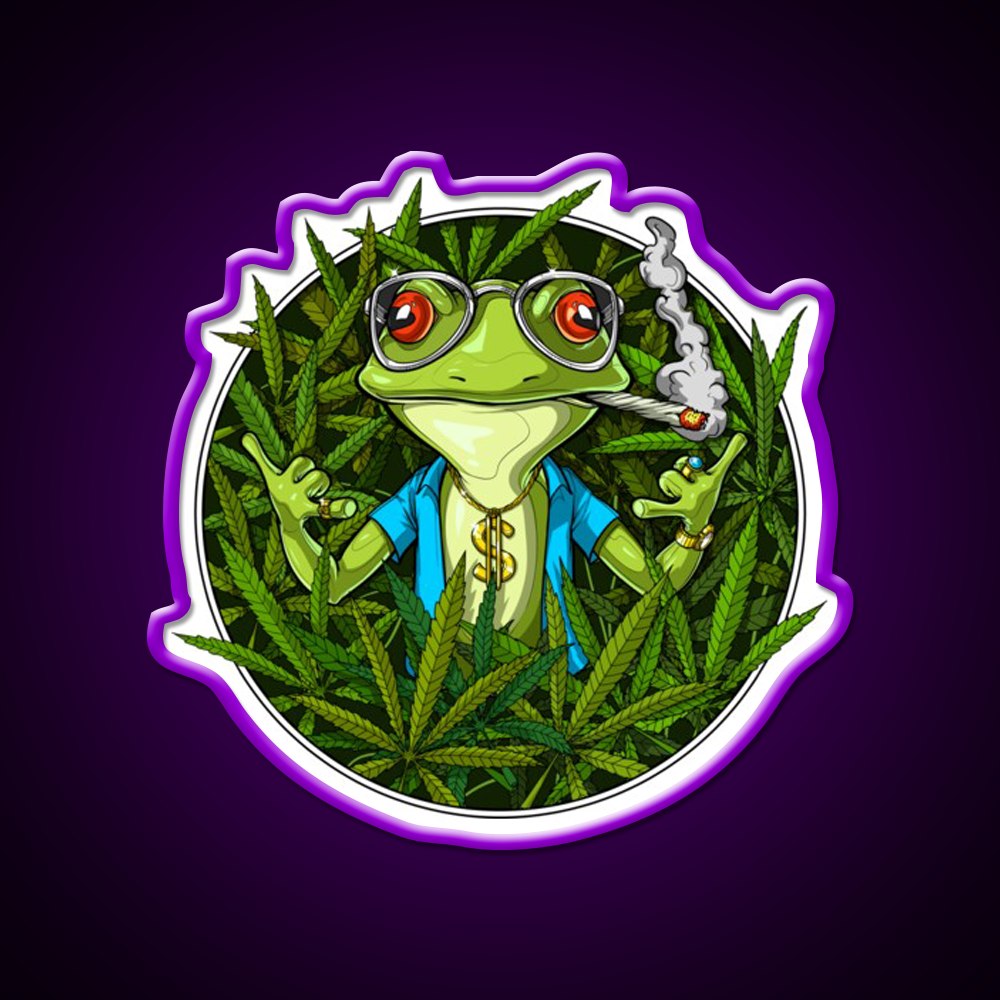 Frog Weed Hemp Inspired Green Leaf Led Neon Sign Rgb Color