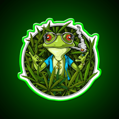 Frog Weed Hemp Inspired Green Leaf Led Neon Sign Rgb Color - Shineneon