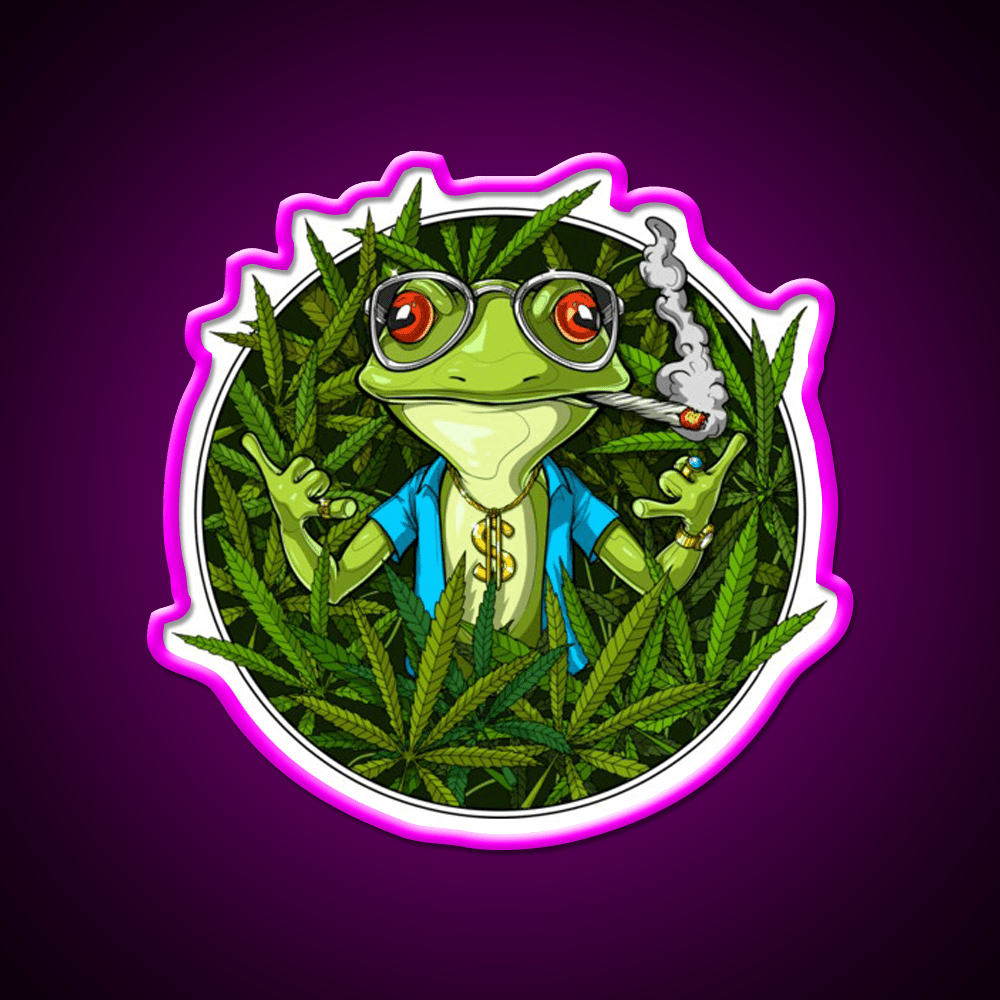 Frog Weed Hemp Inspired Green Leaf Led Neon Sign Rgb Color - Shineneon