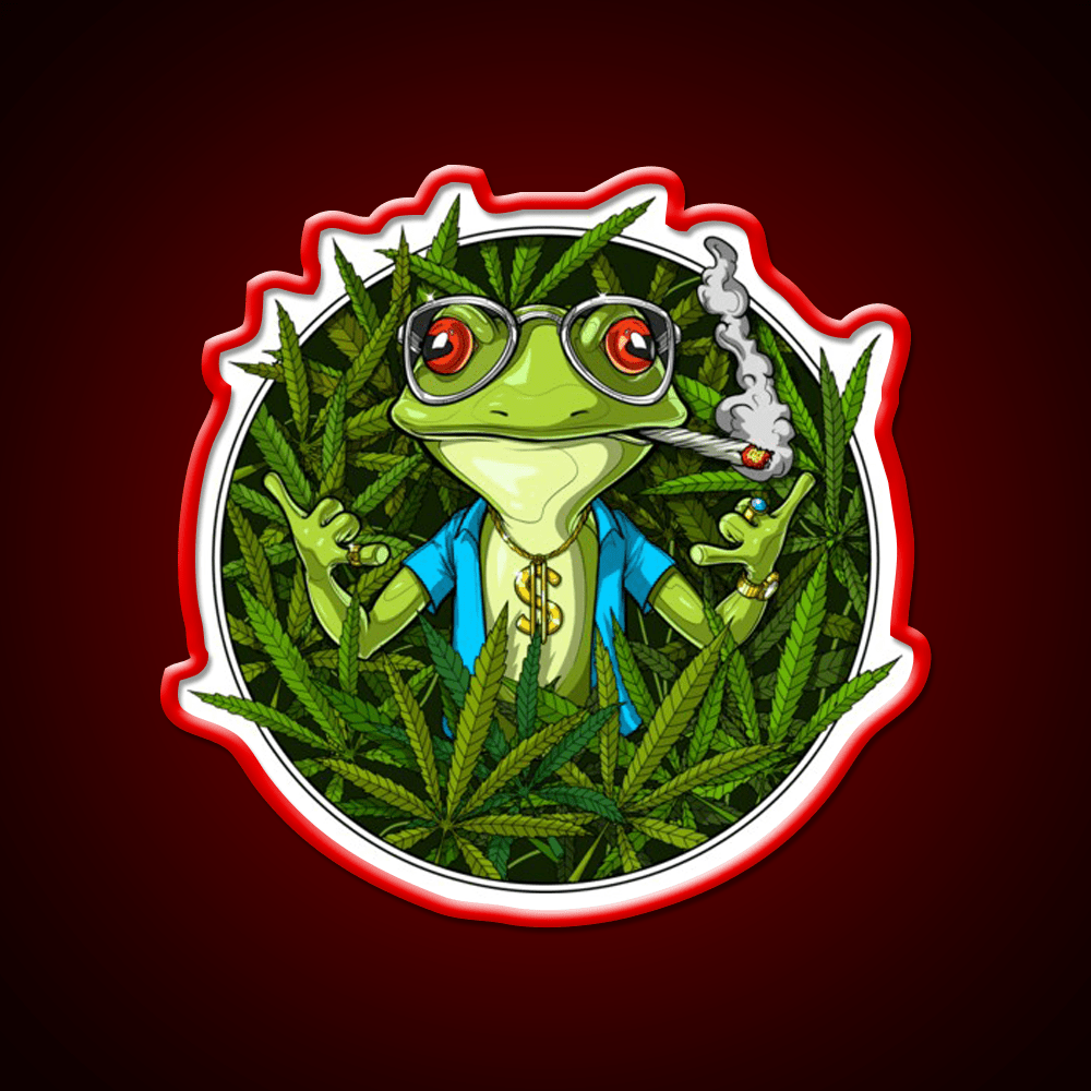 Frog Weed Hemp Inspired Green Leaf Led Neon Sign Rgb Color - Shineneon