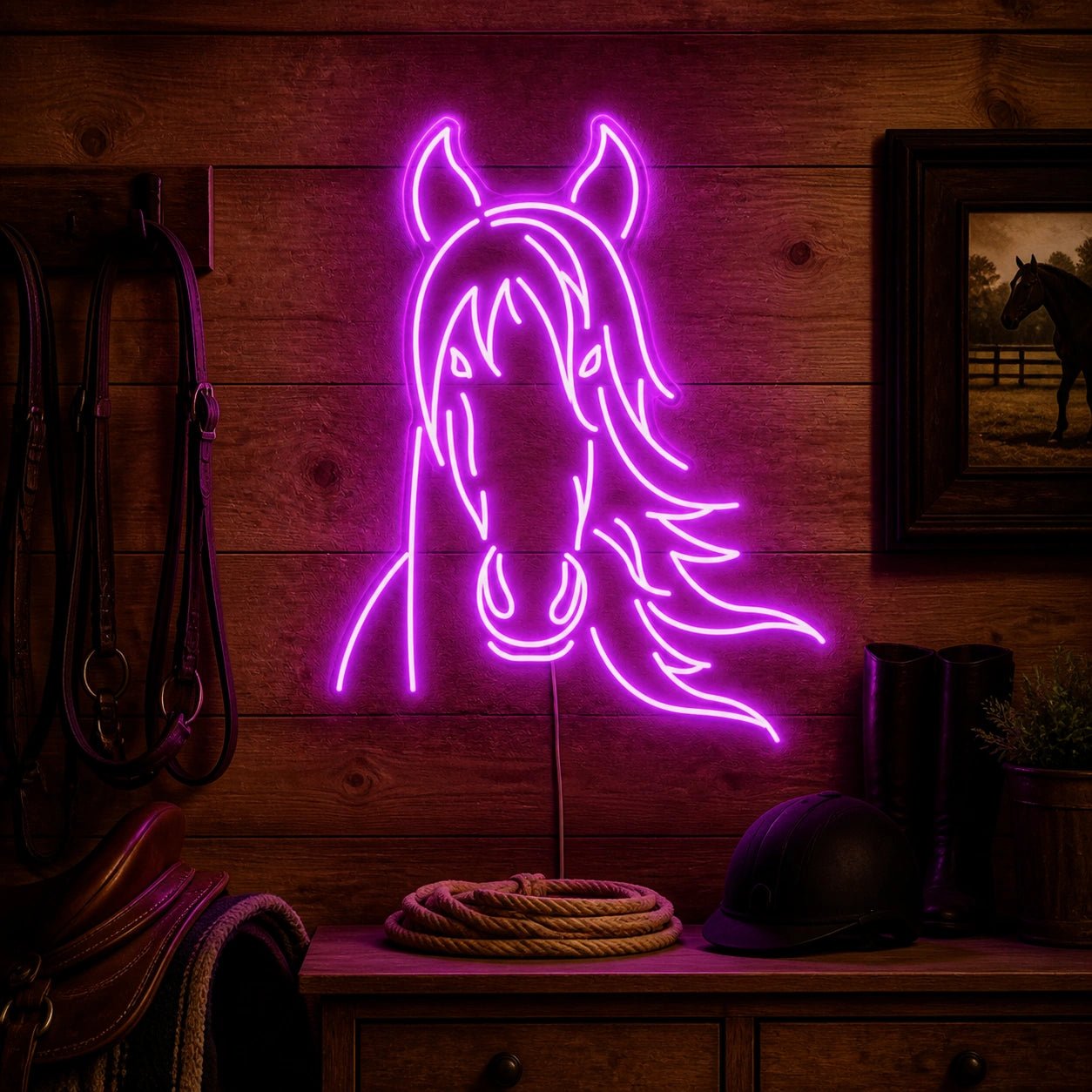 Front View Flowing Mane Horse Vintage LED Neon Sign - Shineneon