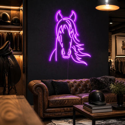 Front View Flowing Mane Horse Vintage LED Neon Sign - Shineneon