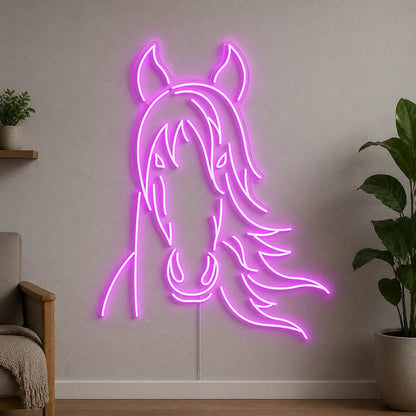 Front View Flowing Mane Horse Vintage LED Neon Sign - Shineneon