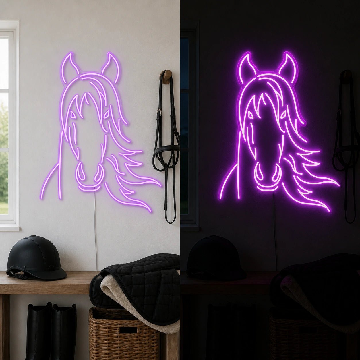 Front View Flowing Mane Horse Vintage LED Neon Sign - Shineneon