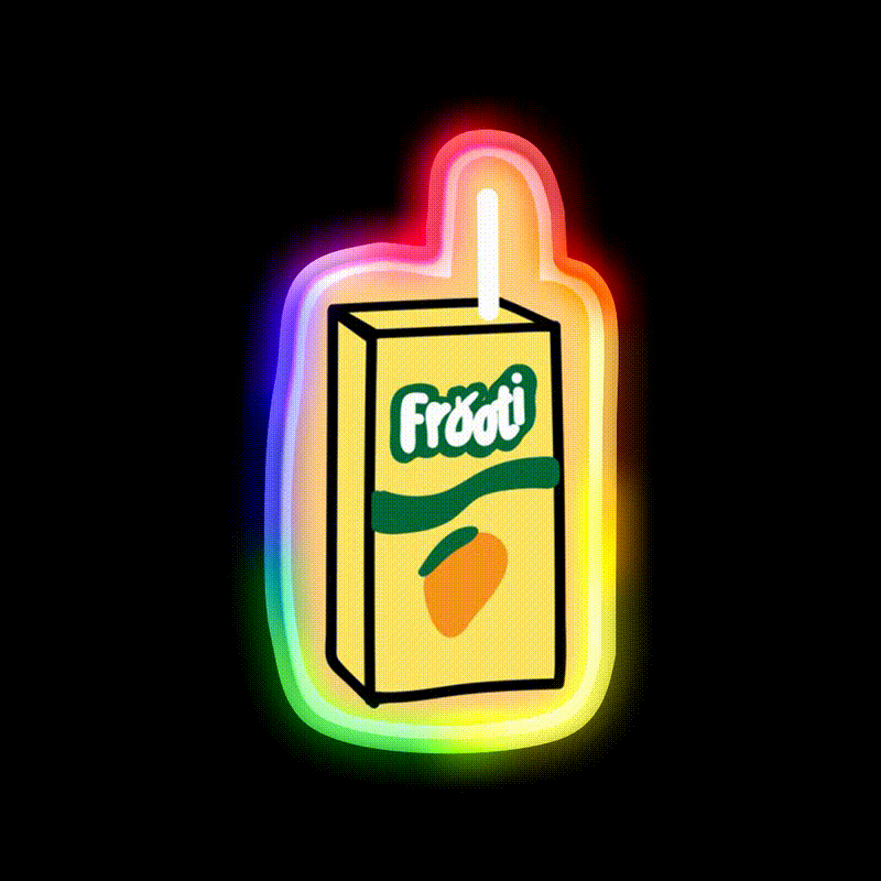 Frooti Juice Snack Food Led Neon Sign Rgb Color - LED neon sign close-up detail