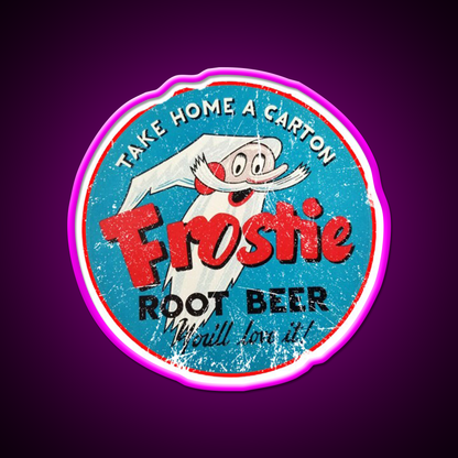 Frostie Root Beer Bar Decor Led Neon Sign Rgb Color - Neon sign mounted on wall in room
