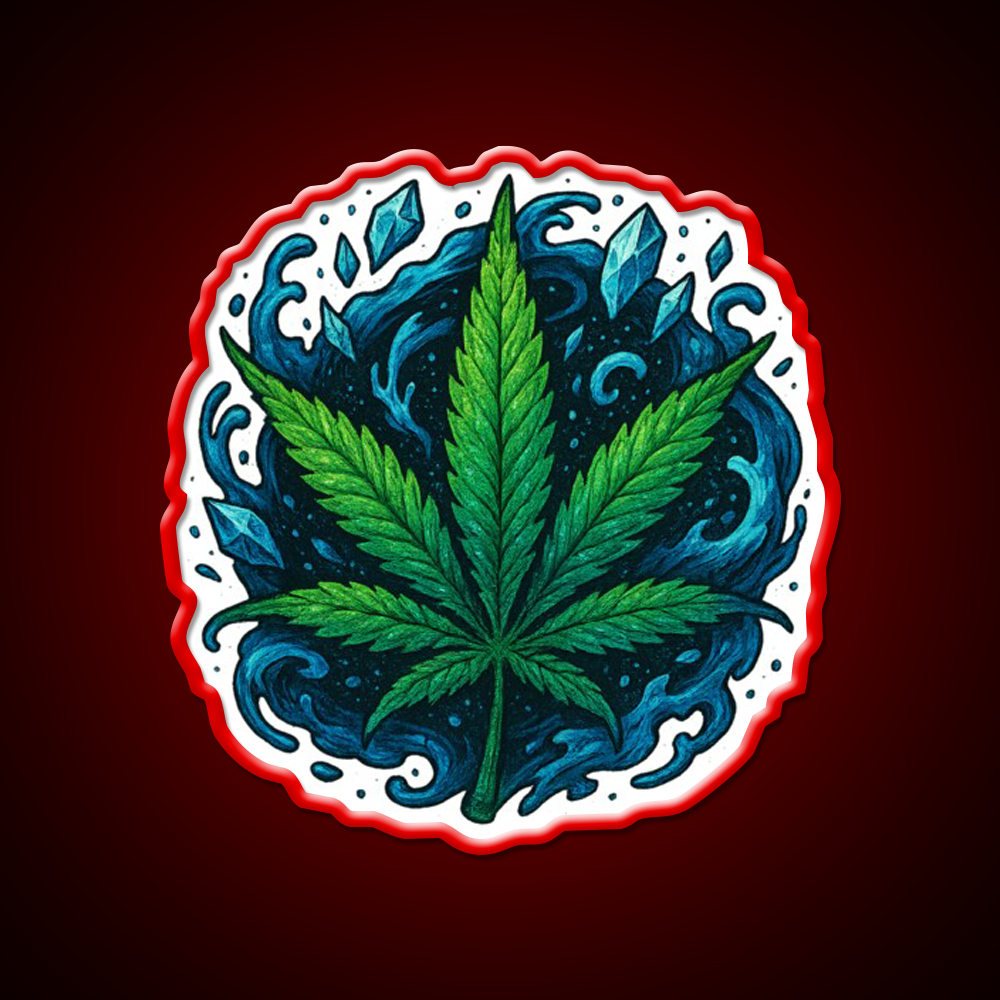 Frozen Flow In An Ice Water Rush Hemp Inspired Green Leaf Led Neon Sign Rgb Color - LED neon sign view 10