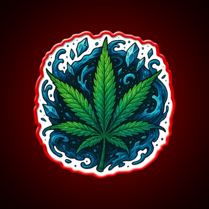 Frozen Flow In An Ice Water Rush Hemp Inspired Green Leaf Led Neon Sign Rgb Color - LED neon sign view 10