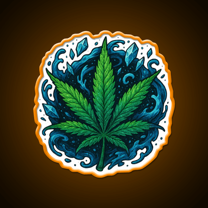 Frozen Flow In An Ice Water Rush Hemp Inspired Green Leaf Led Neon Sign Rgb Color - Shineneon